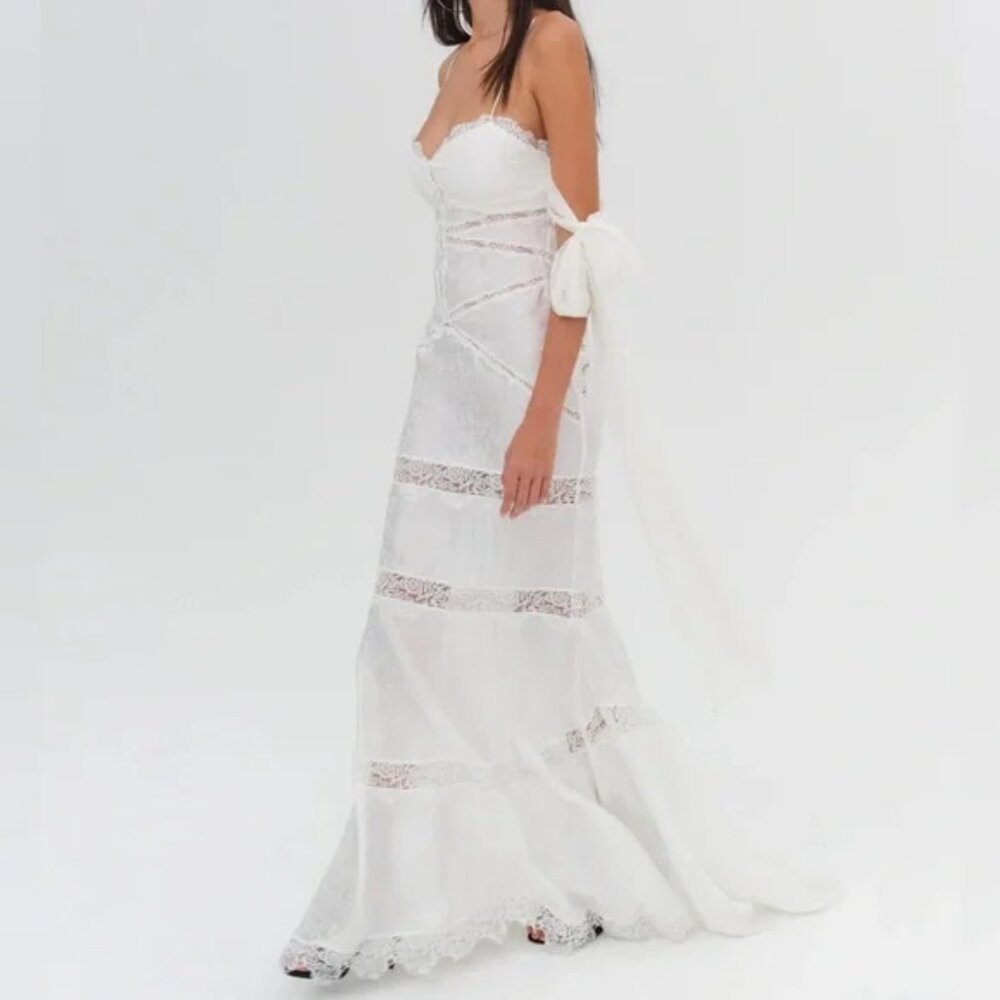 For love & lemons rita lace gown - 100% silk